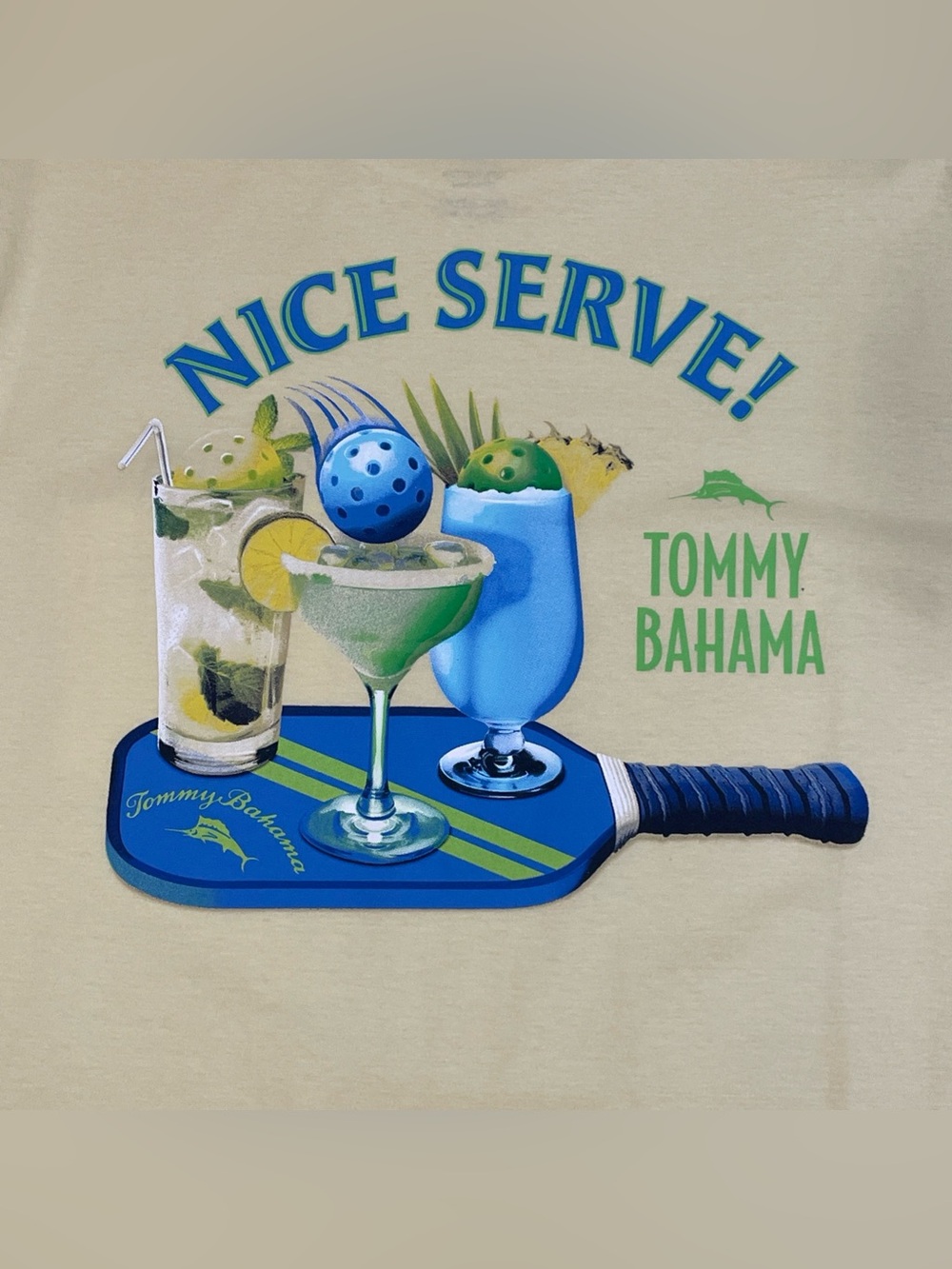 Tommy Bahama Men’s M Nice Serve Pickleball Graphic T-shirt Yellow NEW